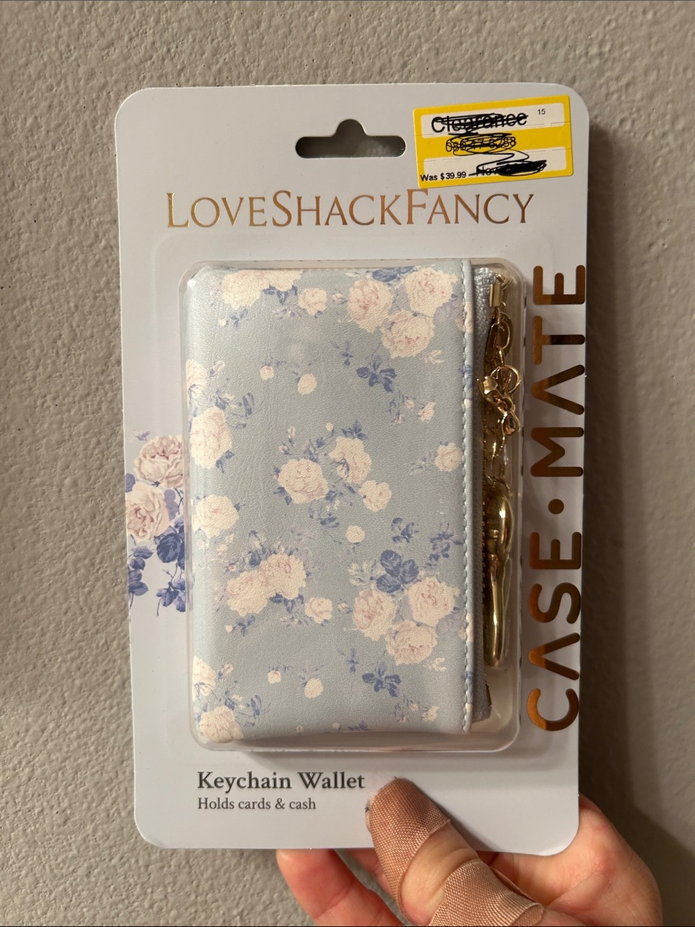 LoveShackFancy Light Blue Floral Keychain Wallet